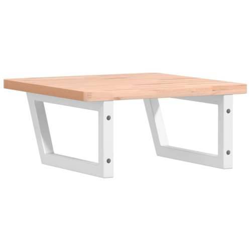 Zidna polica za Lavabo - Umivaonik od čelika i masivne bukovine - Smeđa i bijela 50 x 50 x 2.5 cm 1 Trapez Cijena