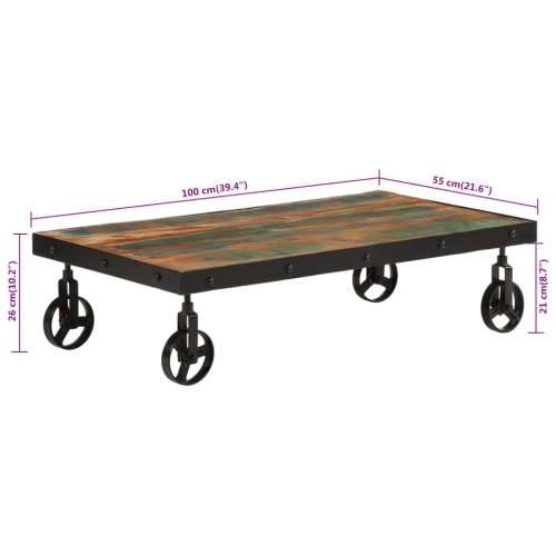 Stolić za kavu s kotačima 100x55x26 cm masivno obnovljeno drvo - 100 x 55 x 26 cm 1 masivno obnovljeno drvo Cijena