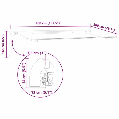 okvir tende Retraktabilni Ručno Upravljani 4x2 m Metal Cijena