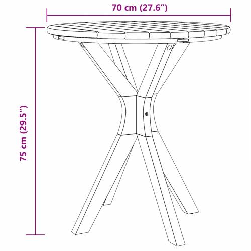 vrtni bistro stol Ø70x75 cm čvrsta tikovina Cijena