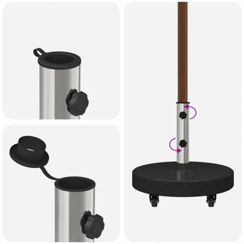 osnova s kotačima za suncobran za cijevi Ø38/48mm - Crni granit, 30kg okrugli Cijena