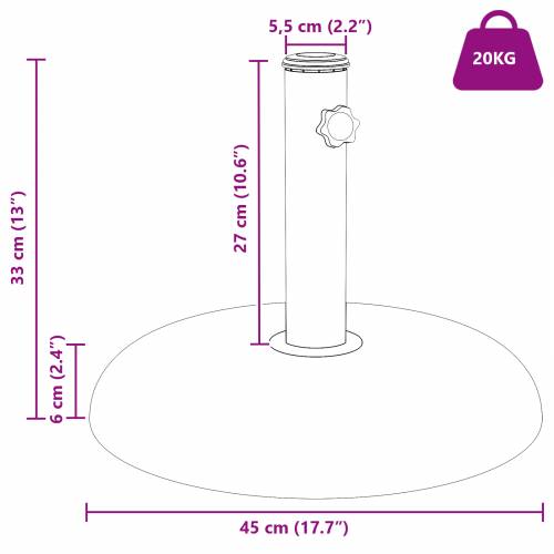 Podloga za suncobran za drške 37/42/52/58mm Bijeli beton 20 kg Cijena