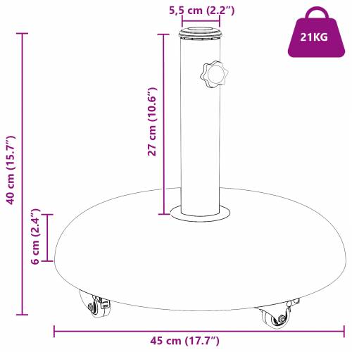 baza za suncobrane na kotačima za stupove promjera 37/42/52/58mm bijeli beton Cijena