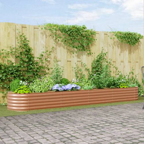 Podignuti vrtni krevet smeđi s izgledom drveta 400x80x44 cm čelik Cijena