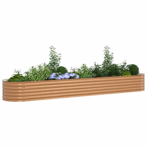Podignuti vrtni krevet smeđi s izgledom drveta 400x80x44 cm čelik Cijena