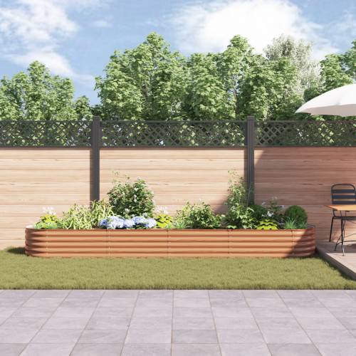 Podignuti vrtni krevet smeđi s izgledom drveta 400x80x44 cm čelik Cijena