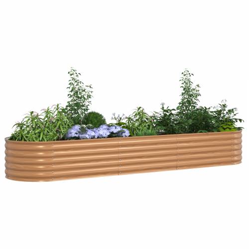 Povišeni vrtni krevet smeđi s drvenim izgledom 320x80x44 cm čelik Cijena