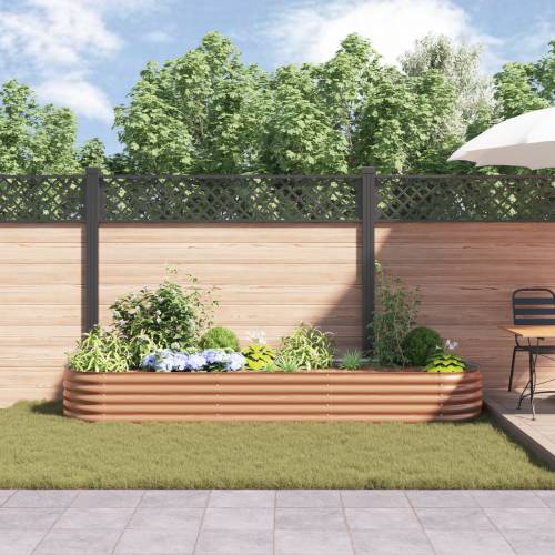 Povišeni vrtni krevet smeđi s drvenim izgledom 320x80x44 cm čelik Cijena