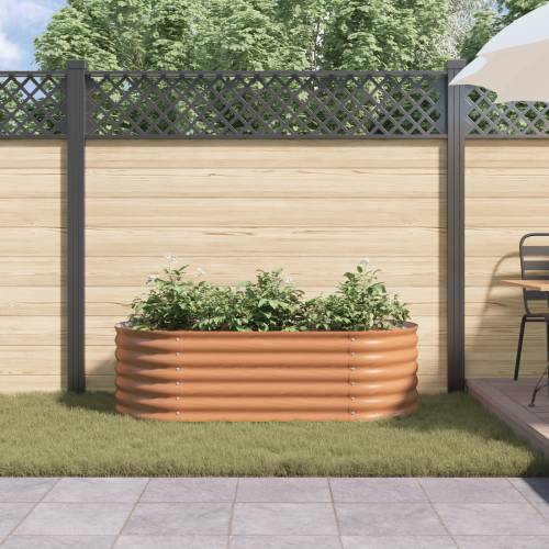 Smeđi Povišeni Vrtni Krevet s Izgledom Drva 160x80x44 cm Čelik Cijena