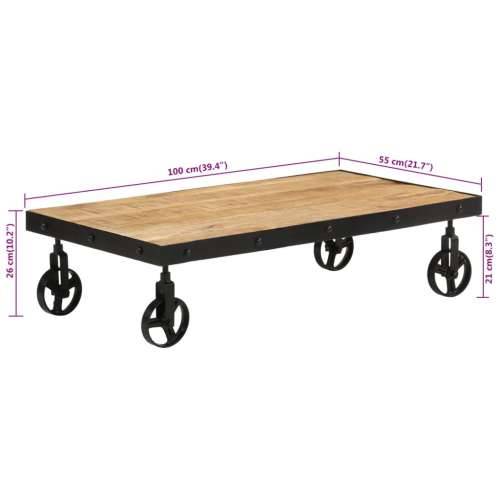 Stolić za kavu s kotačima od masivnog drva manga 100x55x26 cm - 100 x 55 x 26 cm 1 masivno drvo manga Cijena