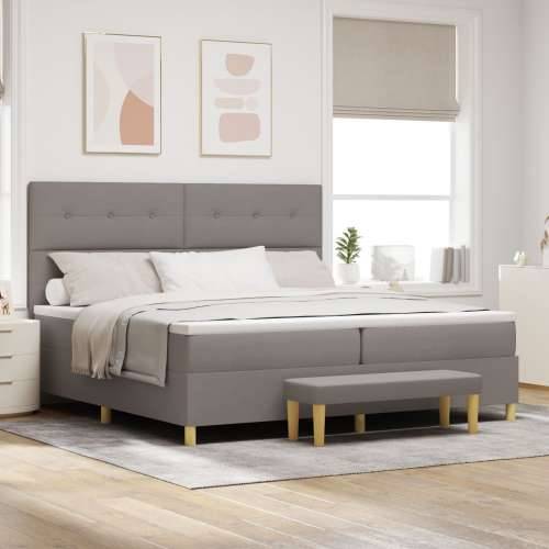 Box Spring Krevet s Madracem i Klupom Taupe 200x200 cm Tkanina Cijena