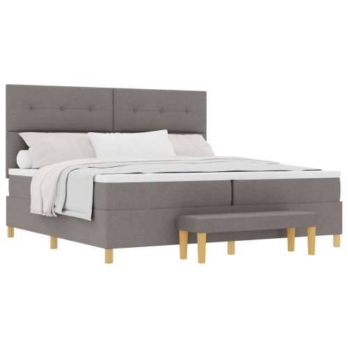Box Spring Krevet s Madracem i Klupom Taupe 200x200 cm Tkanina Cijena