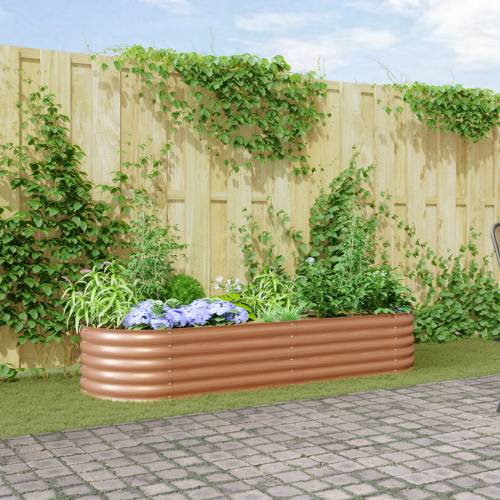 Povišeni vrtni krevet smeđi s izgledom drva 240x80x44 cm čelik Cijena