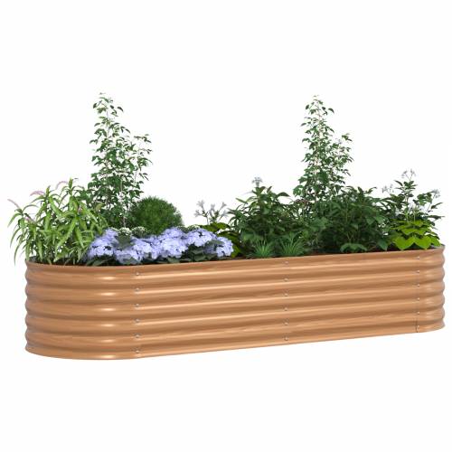 Povišeni vrtni krevet smeđi s izgledom drva 240x80x44 cm čelik Cijena