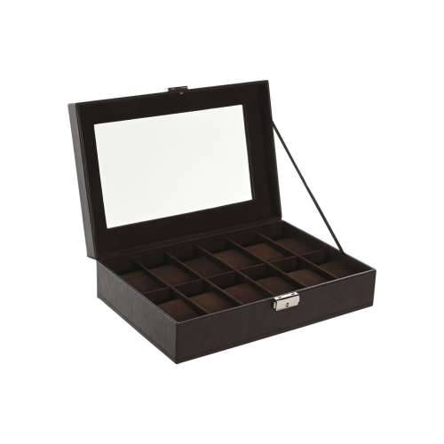 Kutija za nakit Home ESPRIT Tamno smeđi Poliuretan Kristal Čelik Drvo MDF 30 x 20 x 8 cm Cijena