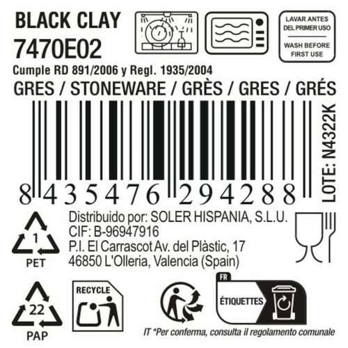 Plakans šķīvis La Mediterránea Black clay Cijena