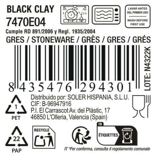Plakans šķīvis La Mediterránea Black clay Cijena