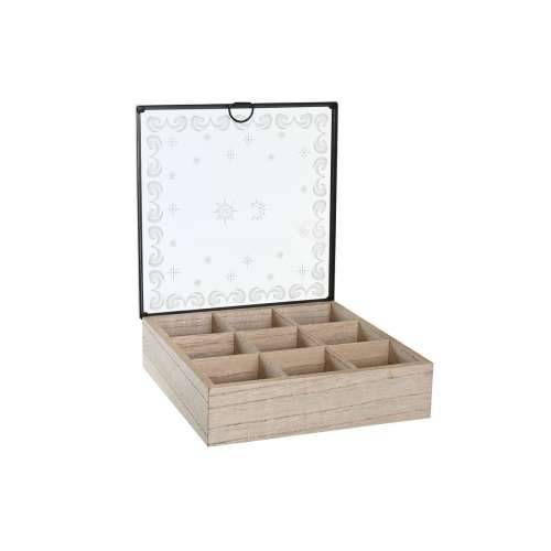Kutija za Čajeve DKD Home Decor Plava Bijela Crna Prirodno Metal Kristal Drvo MDF 24 x 24 x 6,5 cm (2 kom.) Cijena