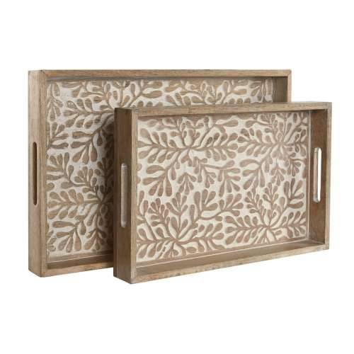 Set pladnjeva Home ESPRIT Bijela Prirodno Indijac 44 x 29 x 5 cm (2 kom.) Cijena