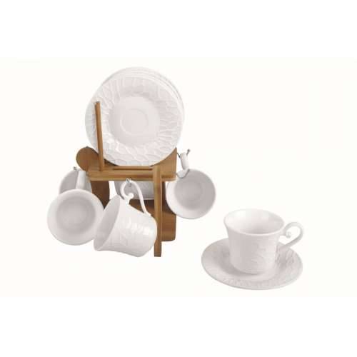 Set Šalica za Kavu Home ESPRIT Bijela Bambus Porculan 200 ml Cijena