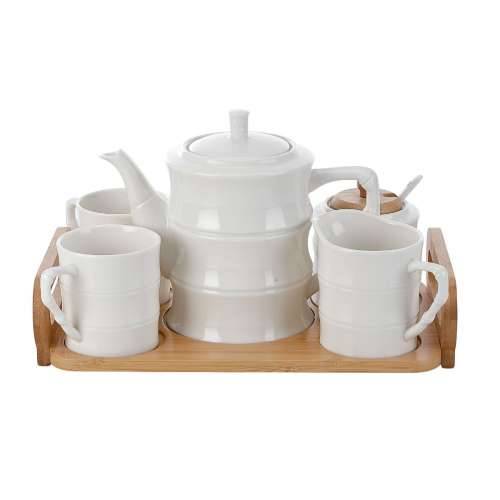Set Šalica za Kavu Home ESPRIT Bijela Bambus Porculan 240 ml Cijena