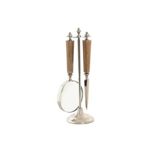 Povećalo Home ESPRIT Kristal Čelik Drvo akacije 8 x 8 x 30 cm Cijena