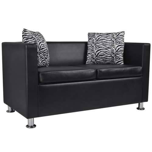 Sofa za 2 osobe, umjetna koža, crna Cijena