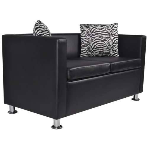 Sofa za 2 osobe, umjetna koža, crna Cijena