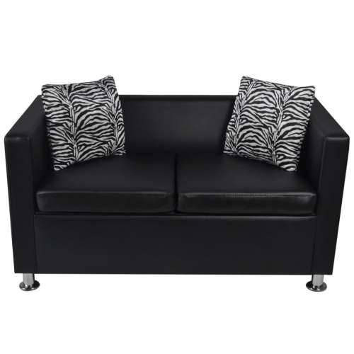 Sofa za 2 osobe, umjetna koža, crna Cijena