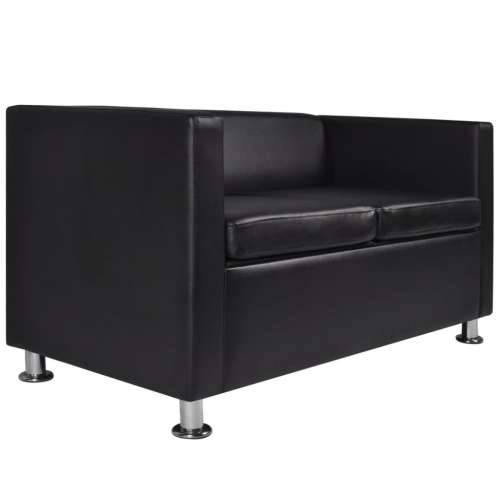 Sofa za 2 osobe, umjetna koža, crna Cijena