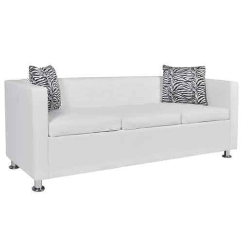 Sofa za 3 osobe, umjetna koža, bijela Cijena
