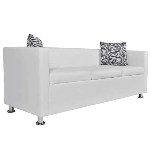 Sofa za 3 osobe, umjetna koža, bijela Cijena