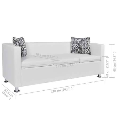 Sofa za 3 osobe, umjetna koža, bijela Cijena