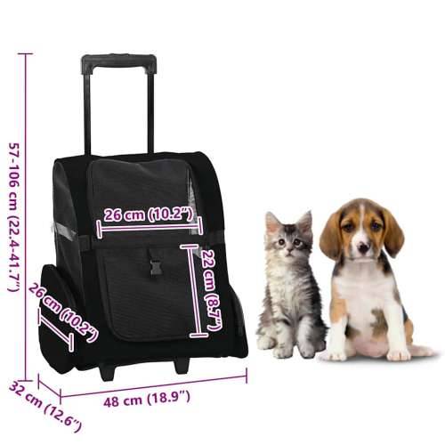 Kolica za kućne ljubimce 3-u-1 dizajn crna 48x32x57 cm Oxford tkanina - Crna 48 x 32 x 57 cm Cijena