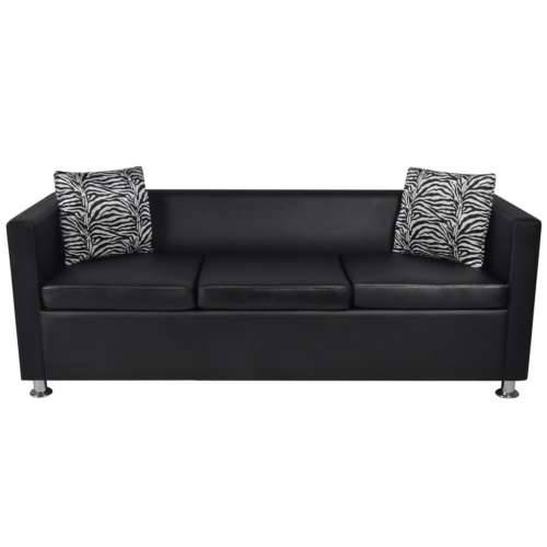 Sofa za 3 osobe, umjetna koža, crna Cijena