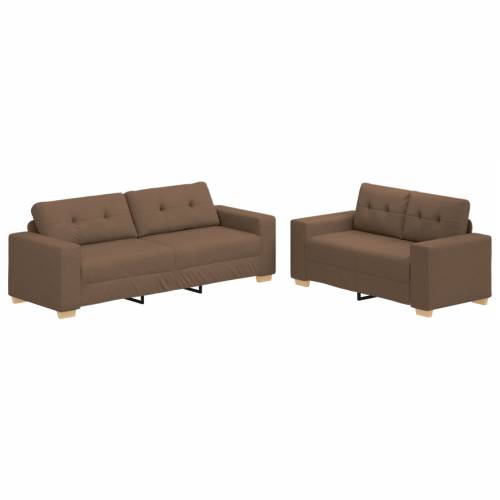 set od 2 kauča s jastučićima smeđa tkanina Cijena