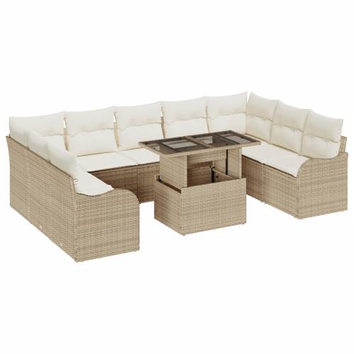 10-dijelni vrtni sofa set s jastučićima Bež Poli ratan Cijena