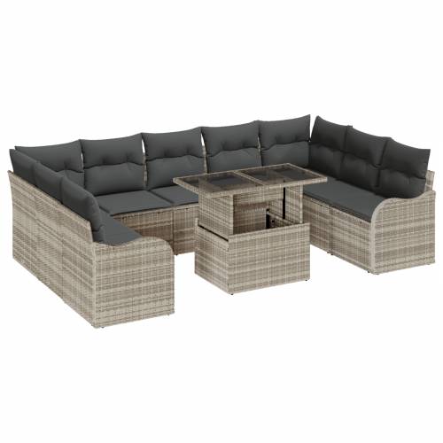 10-dijelni vrtni set sofa s jastučićima svjetlosiva poli ratan Cijena