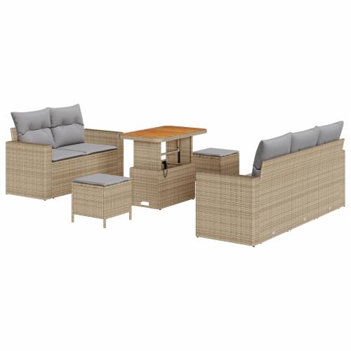 set od 8 dijelova vrtnih sofa s jastučićima bež poli ratan akacija Cijena