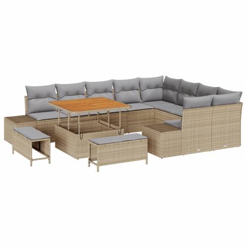 12-dijelni vrtni sofa set s jastučićima Bež Poli Ratan Acacia Cijena