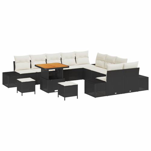 set vrtnih sofa od 13 dijelova s jastučićima crni poli ratan akacija Cijena