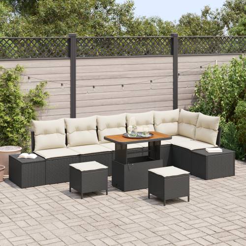 9-dijelni vrtni sofa set s jastučićima crni poli rattan akacija Cijena