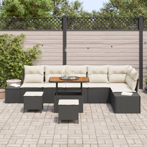 9-dijelni vrtni sofa set s jastučićima crni poli rattan akacija Cijena