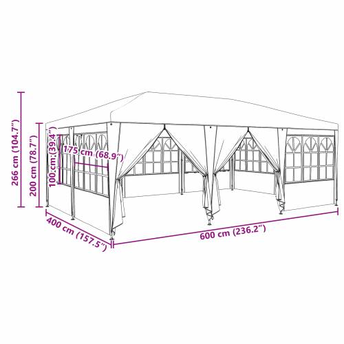 Tenda za zabavu s 10 bočnih zidova bijela 6x4 m PE Cijena