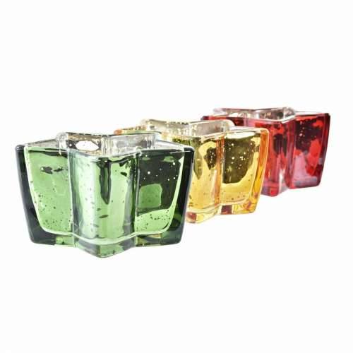 Svijeća DKD Home Decor Rumena Crvena Zelena Zvijezda Crăciun 10 x 10 x 5,5 cm (3 kom.) Cijena