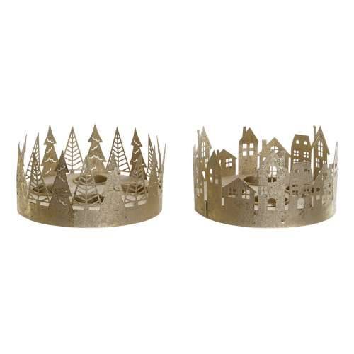 Svijećnjak DKD Home Decor zlatan Prirodno Metal 16,5 x 16,5 x 8,5 cm (2 kom.) Cijena