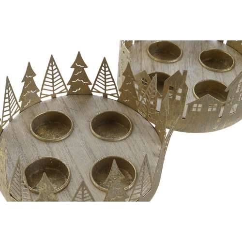 Svijećnjak DKD Home Decor zlatan Prirodno Metal 16,5 x 16,5 x 8,5 cm (2 kom.) Cijena