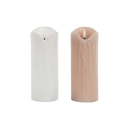 LED Svijeća DKD Home Decor Bijela Svetlo roza 7.5 x 7.5 x 20 cm 7,5 x 7,5 x 20 cm (AA) (2 kom.) Cijena