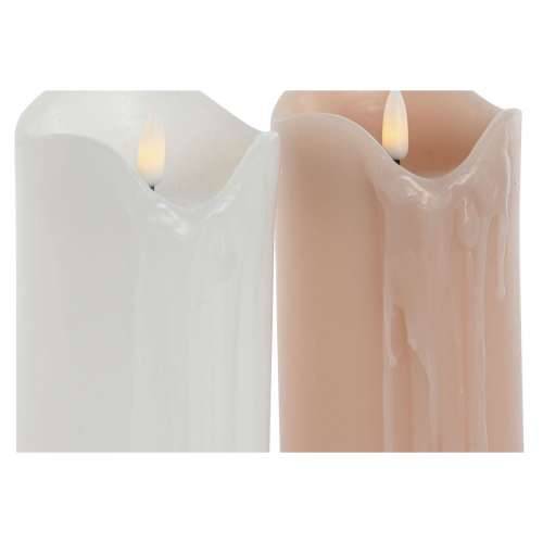 LED Svijeća DKD Home Decor Bijela Svetlo roza 7.5 x 7.5 x 20 cm 7,5 x 7,5 x 20 cm (AA) (2 kom.) Cijena