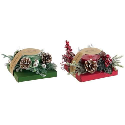 Svijeća DKD Home Decor Crvena Zelena 20 x 20 x 9 cm 8 x 8 x 9 cm (2 kom.) Cijena